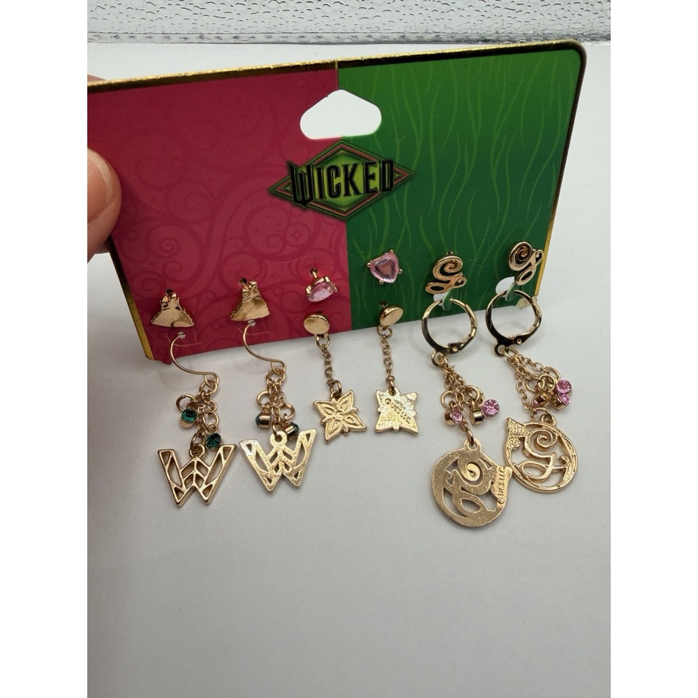 Wicked Movie Elphaba Glinda Jewellery Set 6x Earrings Gold Tone New Butterfly